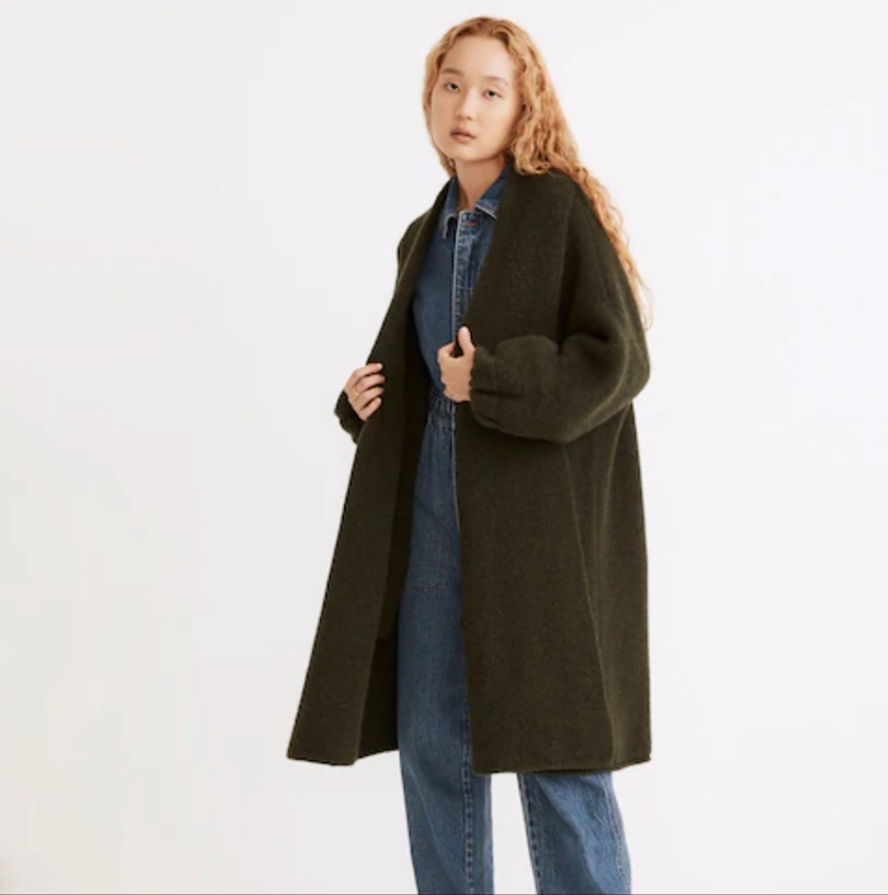 Madewell Glenridge Shawl Collar Green Oversized Sweater Coat Size XS